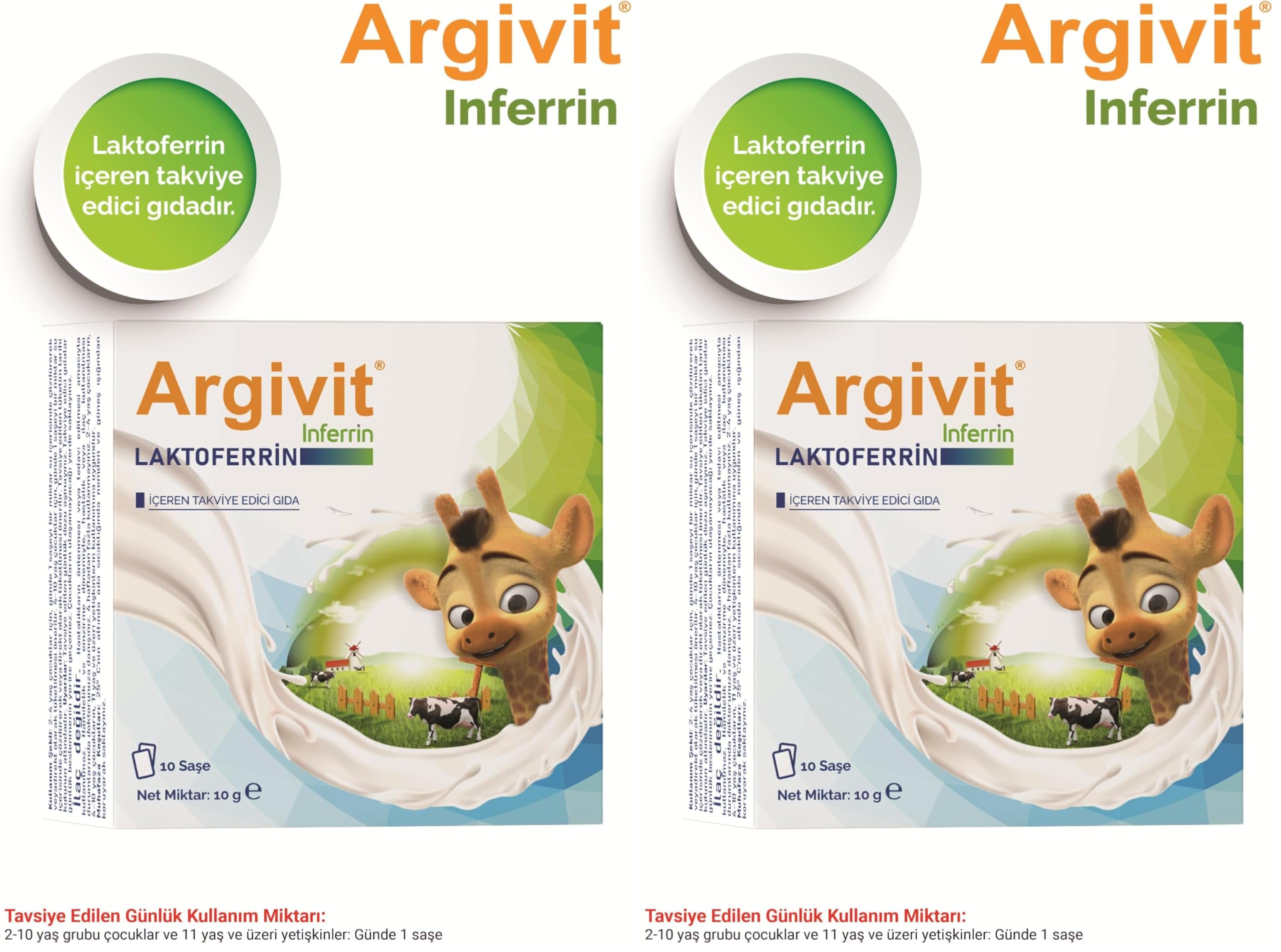Argivit İnferrin Laktoferrin İçeren Takviye Edici Gıda 10 Saşe (2 paketi)