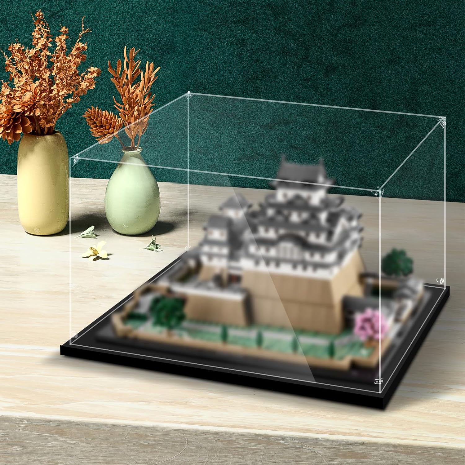 Display Case for Lego 11372 Autumn Cottage Garden, 21060 Himeji Castle or 41757 Friends Botanical Garden, 13.77x11.81x9.84inches (35x30x25cm)