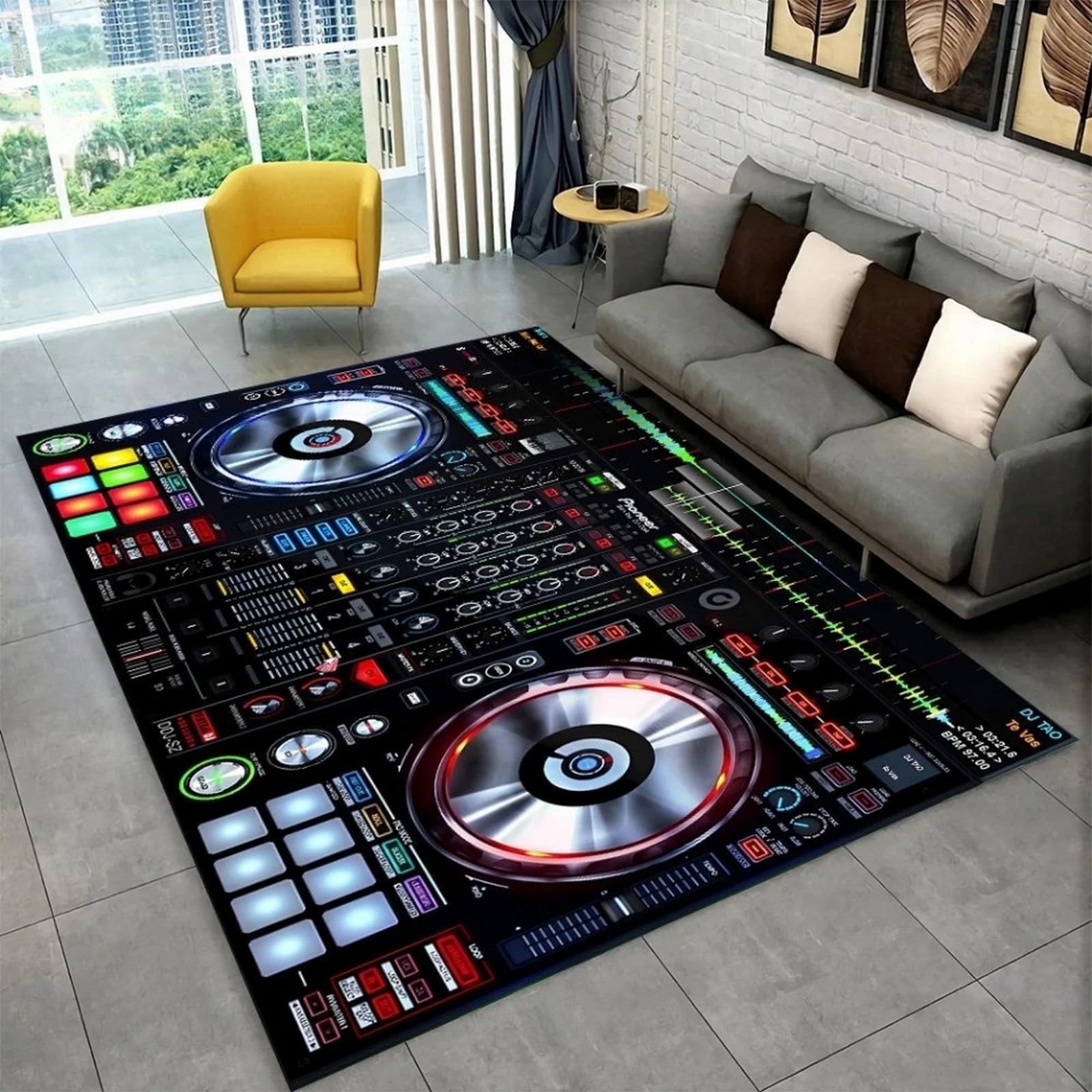 Tapis de salon DJ 3D instruments de musique flanelle chambre 140x200