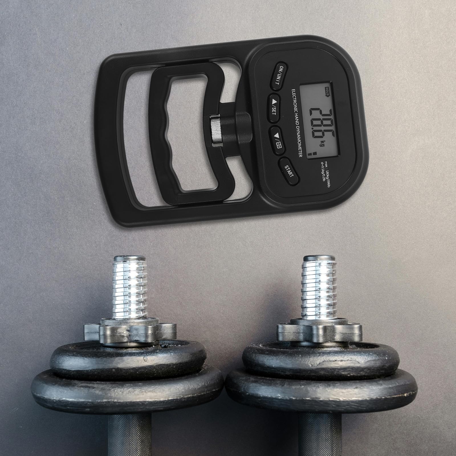 FRCOLOR Dinamómetro y Capacidad de 180kg Digital con Pantalla LCD de Fuerza de Agarre Portátil para Entrenamiento Profesional y Uso al Aire Libre