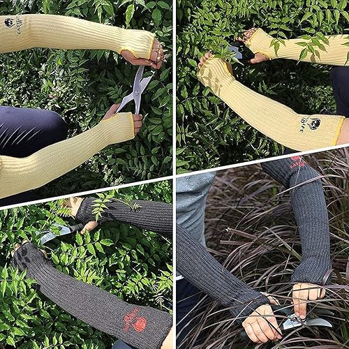 Miniatura 3 de Mokeydou - Mangas de Kevlar de protección para brazo con agujero para el pulgar, 18pulgadas de largo, 9-14pulgadas de ancho, corte guía de seguridad