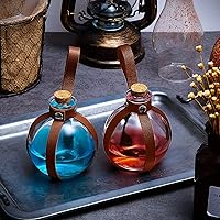 Vista 5 de Patelai 2 botellas de poción de vidrio de Halloween con cinturón, corcho, accesorios de disfraz de bruja renacentista, botella de poción