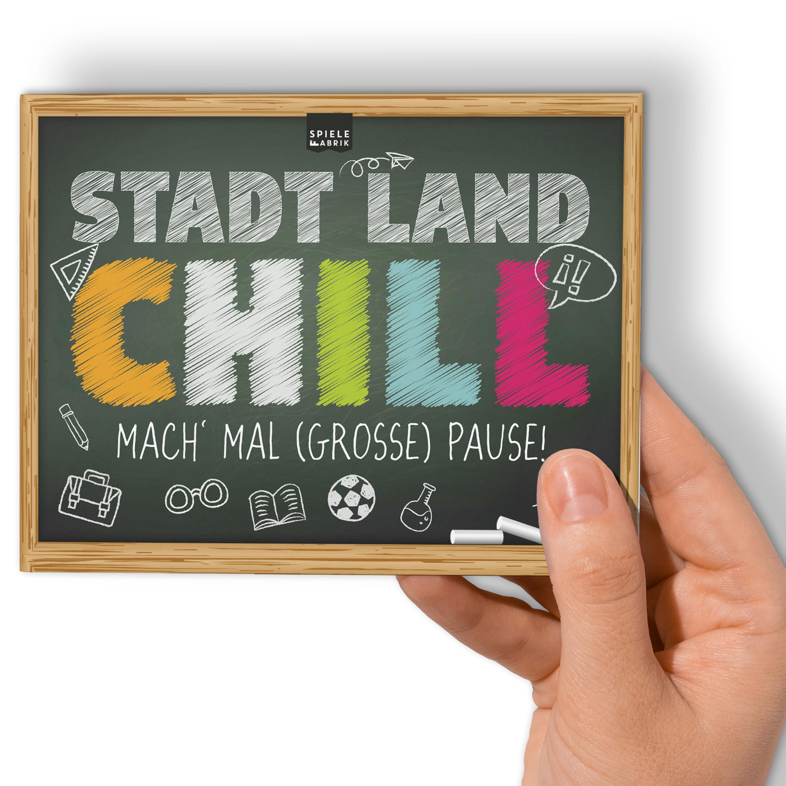 Stadt Land Fluss Schule CHILL MAL MINI Das Spiel für den Schulhof in der Pause Quiz für Schüler Pausenspiel Spielblock A6 mit 12 Kategorien als Geschenk-Idee für Teenager, Schüler, Lehrer | 50 Blatt