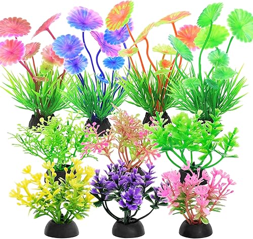 Miniatura 1 de Decoraciones para peceras de acuario, 12 piezas pequeñas de plástico artificial verde para pecera, adornos seguros para peces Betta