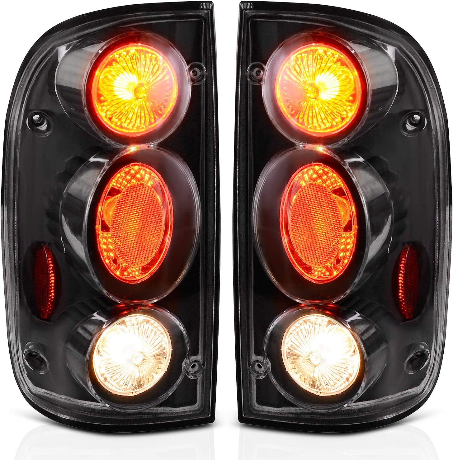 AUTOSAVER88 Taillights Tail Lamps Compatible with Tacoma 2001 2002 2003 2004 Black Housing Clear Lens
