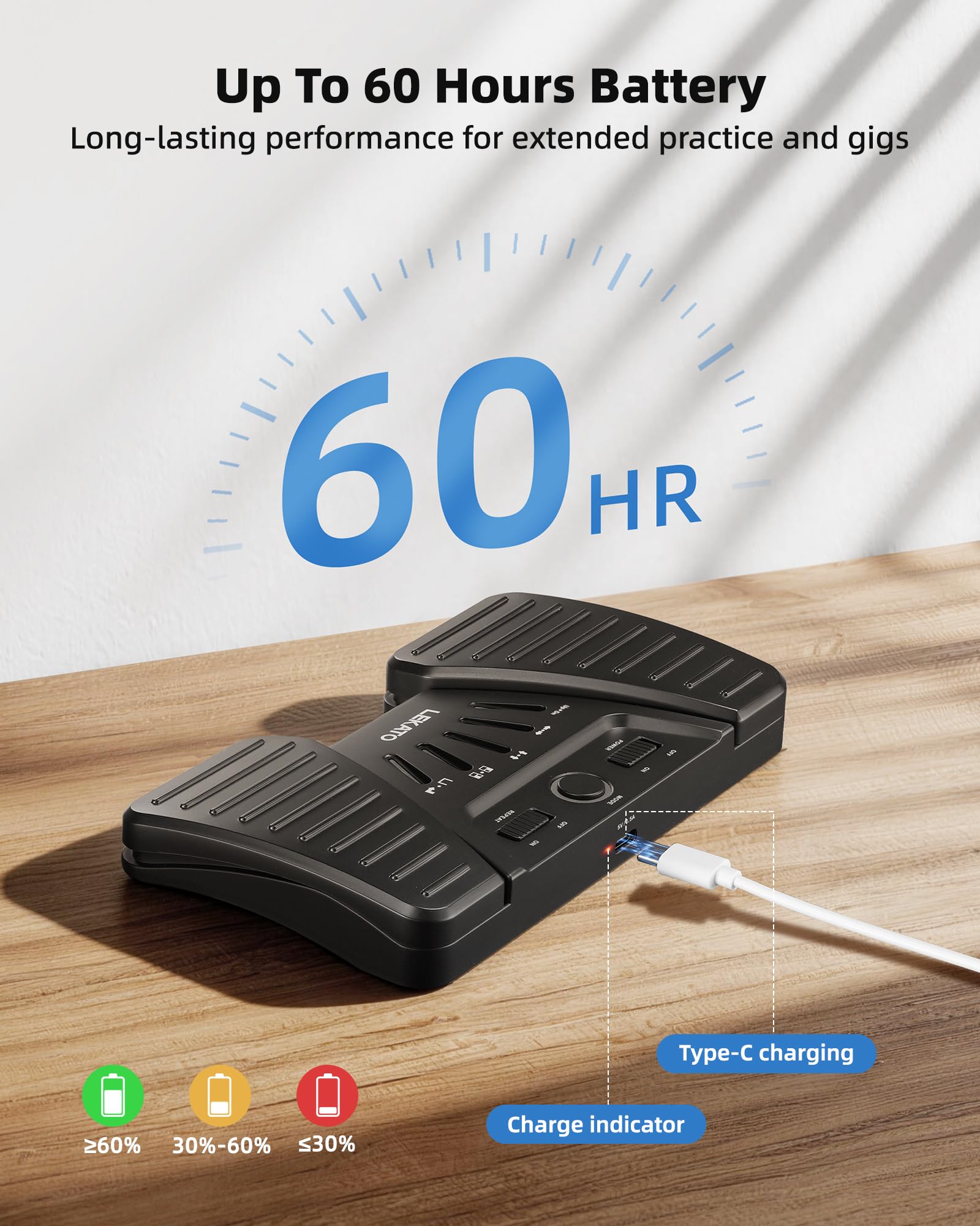 LEKATO Bluetooth Page Turning Pédale sans fil, tourne-page Bluetooth, contrôleur d'application rechargeable pour téléphone, tablettes, portable, 5 modes, pédale pour jouer des instruments ou inviter