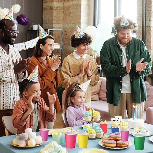 Miniatura 2 de 60 vasos de papel para bricolaje, vasos de papel multicolor para bodas, fiestas, picnic, barbacoa, viajes y eventos (8 onzas, 60 unidades)