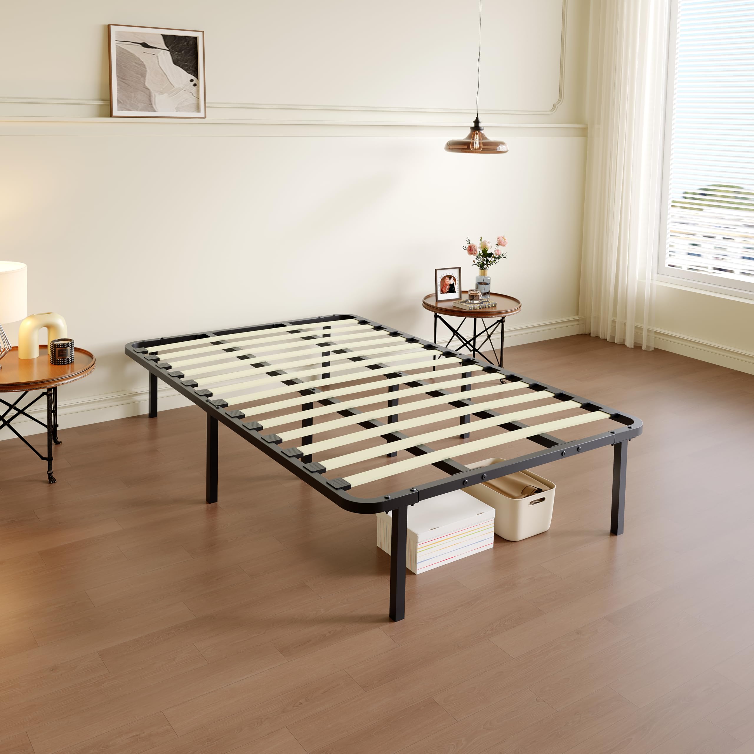 TEENO Somier de 120 x 190 cm – Estructura reforzada 1 × 13 con doble tubo central, 8 patas de acero, madera de álamo ultrarresistente, ortopédico, montaje sin herramientas