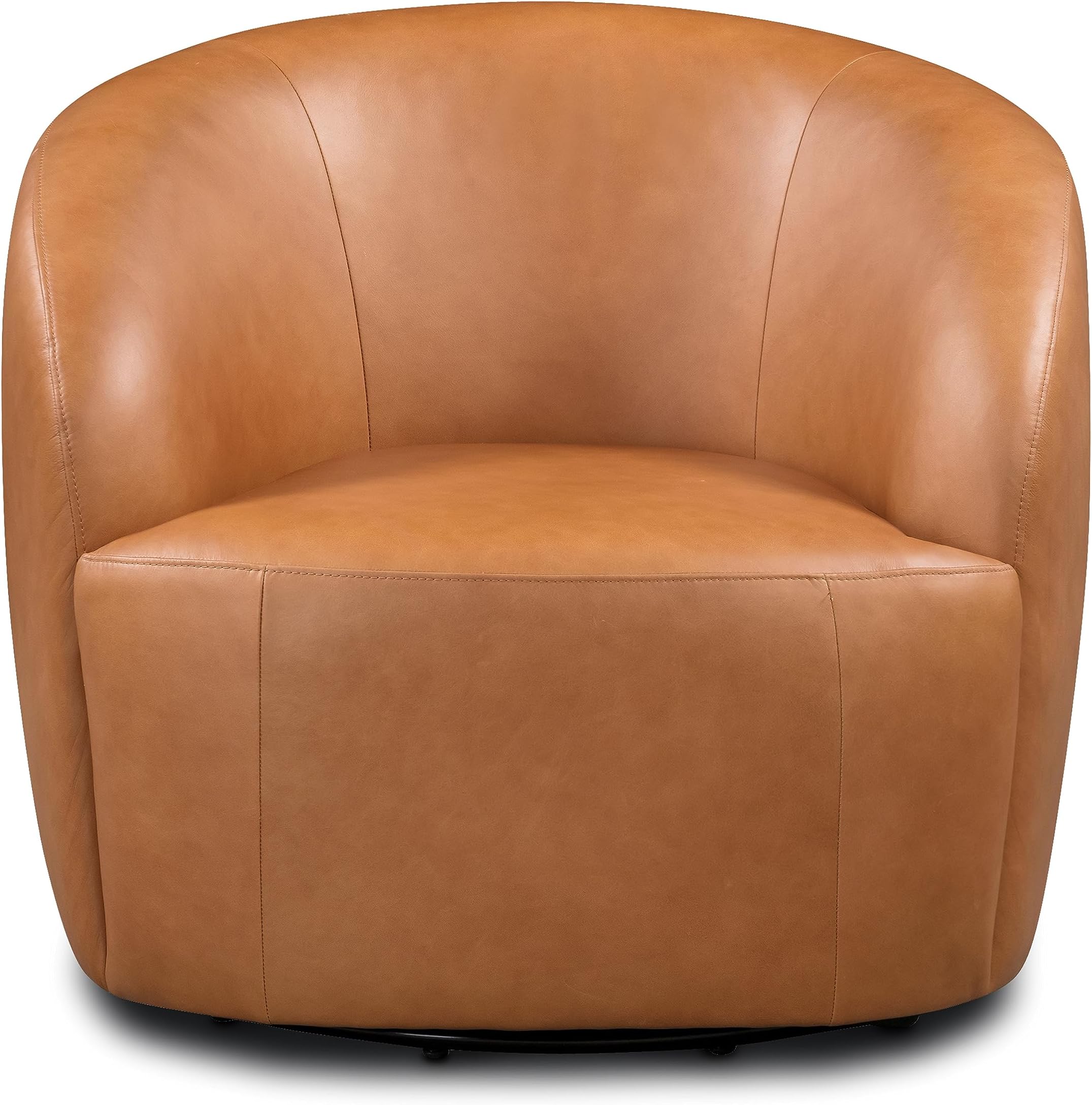 Poly & BARK Alma Leather Swivel Chair in Bourbon Tan