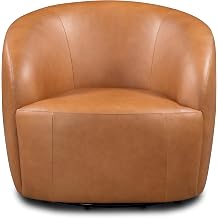 Poly & BARK Alma Leather Swivel Chair in Bourbon Tan