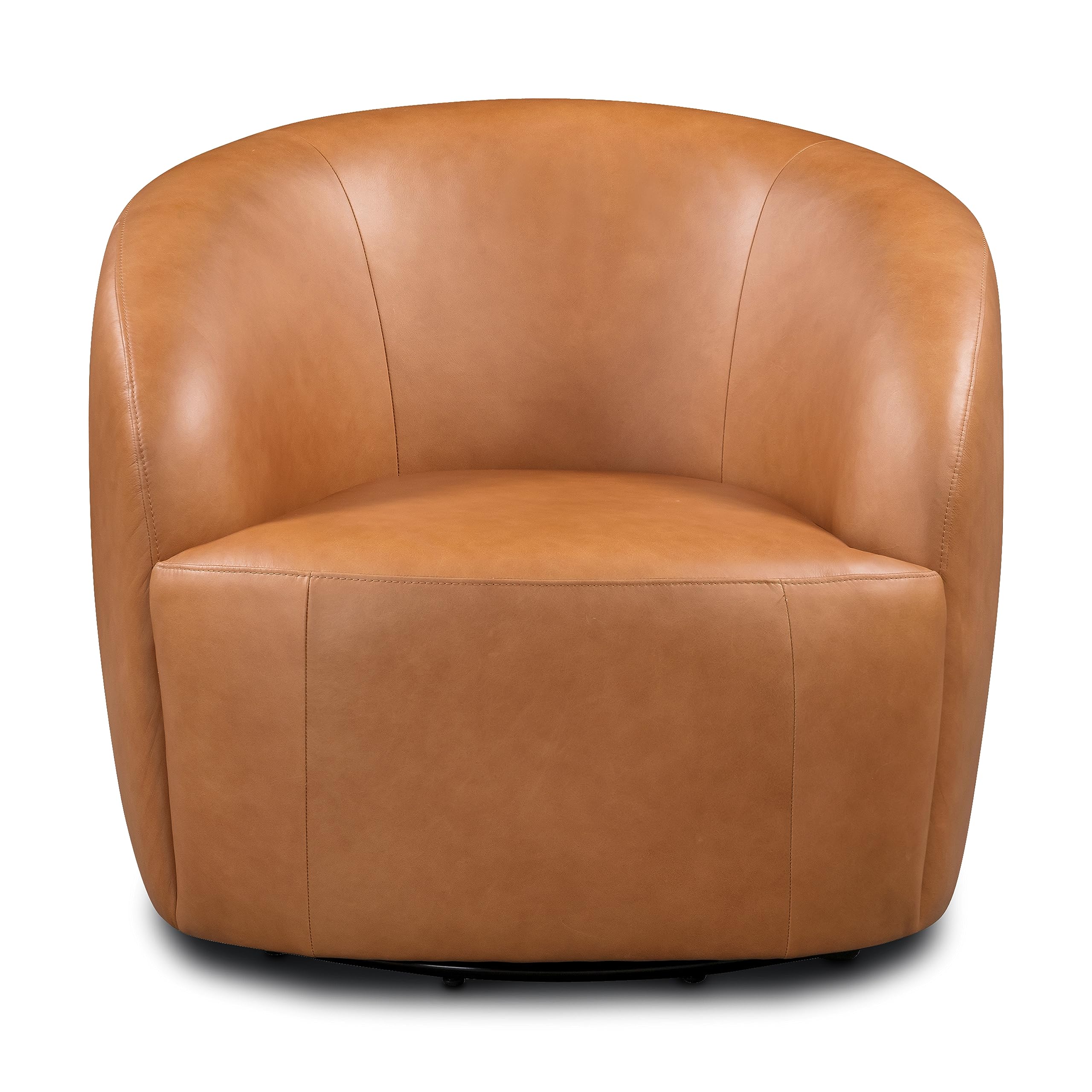 Poly & BARK Alma Leather Swivel Chair in Bourbon Tan