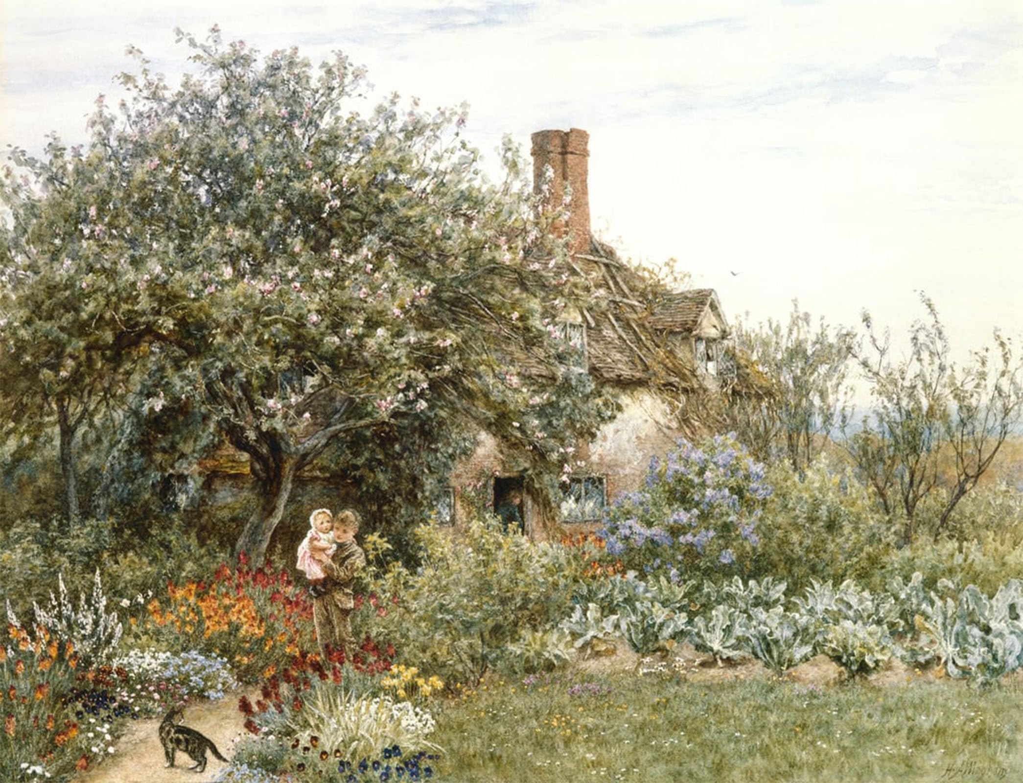 ARTXLXXBN Famous Prints Artwork Pictures Poster Painting Art Near Hambledon by Helen Allingham Artwork Landscape Pictures for Home Decor 60x90cm