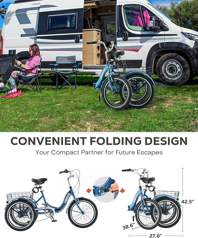 Triciclo Plegable para Adultos VIRIBUS 20 pulgadas 7 velocidades miniatura 3