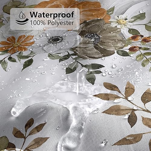 Miniatura 5 de MEHOFOND Cortinas de ducha de calabaza de otoño para baño, cortina de ducha floral de otoño, cortinas de ducha para decoración de baño, cortinas de