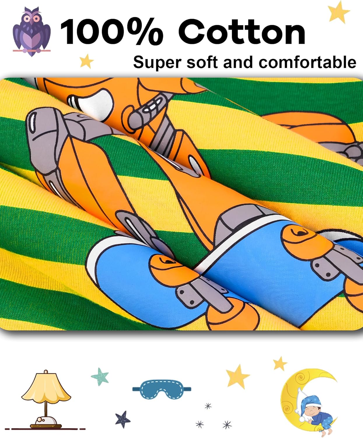 DAUGHTER QUEEN Boys 100% Cotton Long Sleeve Pajamas Size 18Months-12Years - Image 5