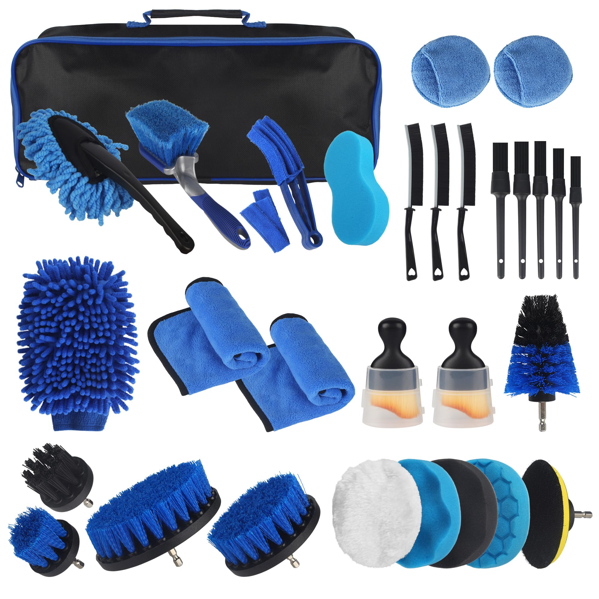 31Stück Auto Reinigungsset, Autopflege Set,Auto Innenraum Reiniger Set,inklusive Bürste,Polierschwamm,geeignet für Lüftungsschlitze,Armaturenbrett,Motor,Räder und Oberflächen im Haushalt