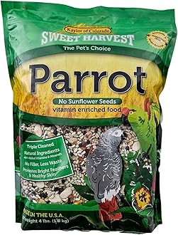 Sweet Harvest Parrot Bird Food (No Sunflower Seeds), 4 lbs Bag - Seed Mix for a Variety of Parrots