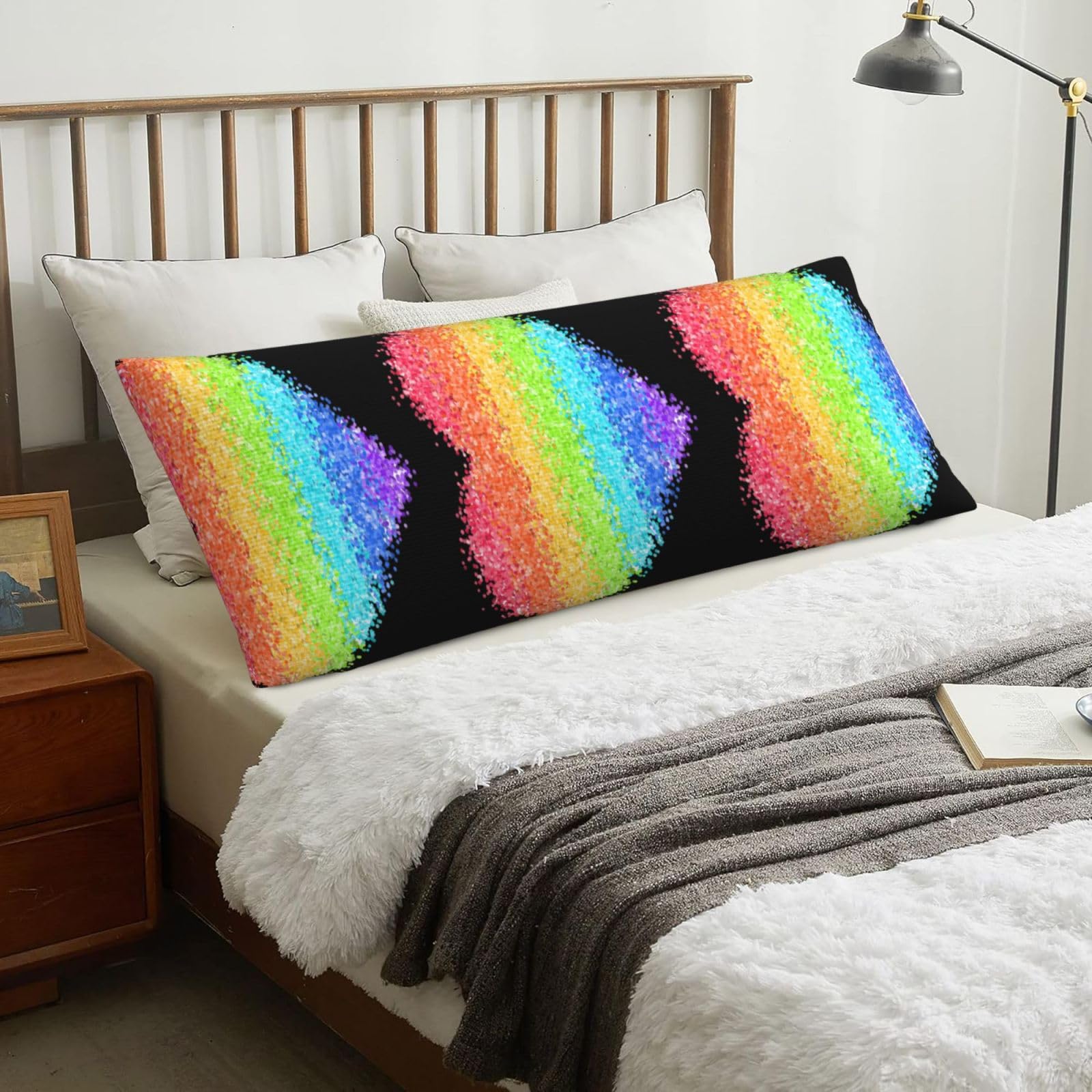Lgbt Gilter Rainbow Gay, Body Pillow Cover with Zipper,Long Body Pillowcase 20 x 60 in