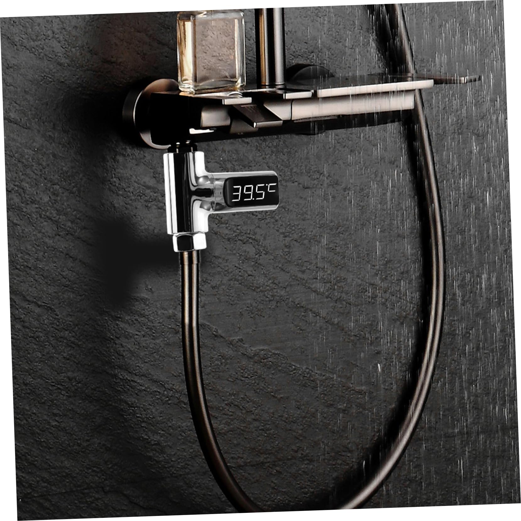 GRIRIW Water Thermometer for Shower Digital Temperature Gauge Auto-powered Rotating Led Display Tool-free Install