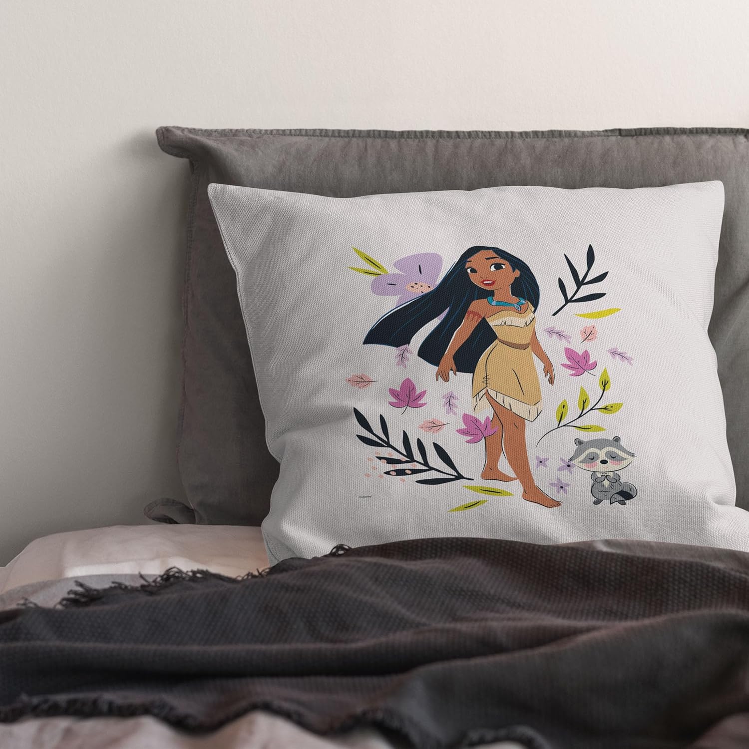 NORTHWEST Disney Princess Pillow, 18" x 18", Little Pocahontas