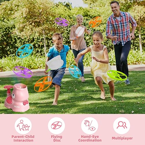 Miniatura 4 de Juguetes al aire libre para niños de 3 a 5 años, juegos al aire libre, lanzador de discos voladores para niños, juegos al aire libre para niños y