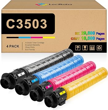 LeciRoba Compatible Toner Cartridge Replacement for Ricoh Aficio C3503 841813 841814 841815 841816 Toner Cartridge High Yield Set for MP C3003 C3503 C3004 C3504 Printer Toner 4-Pack