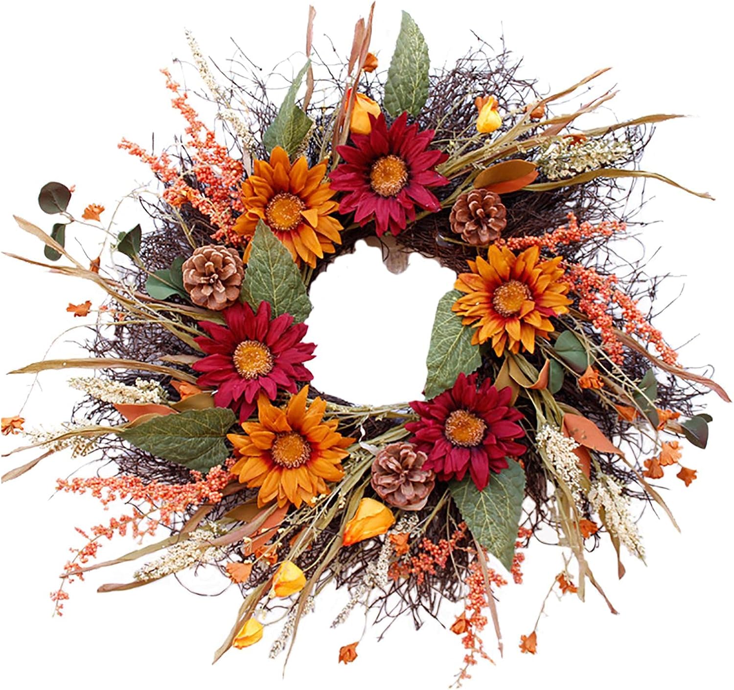 リース ハロウィン 感謝祭 クリスマス 毎日がバーゲンセール 花輪 飾り 造花ドアリース 収穫シーズン クリスマス飾り ホームショッピングモールの窓の装飾 手作り 直径約50cm 贈り物 人工果物 部屋 玄関飾り ドア ドア吊りのウェルカムリース 撮影用品