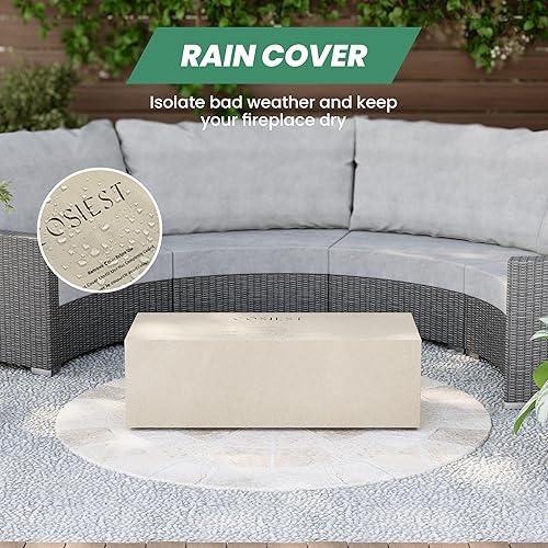 Miniatura 70 de COSIEST Juego de mesa de fuego de propano para exteriores de 2 piezas con mesa de tanque, mesa rectangular de terrazo de 42 pulgadas