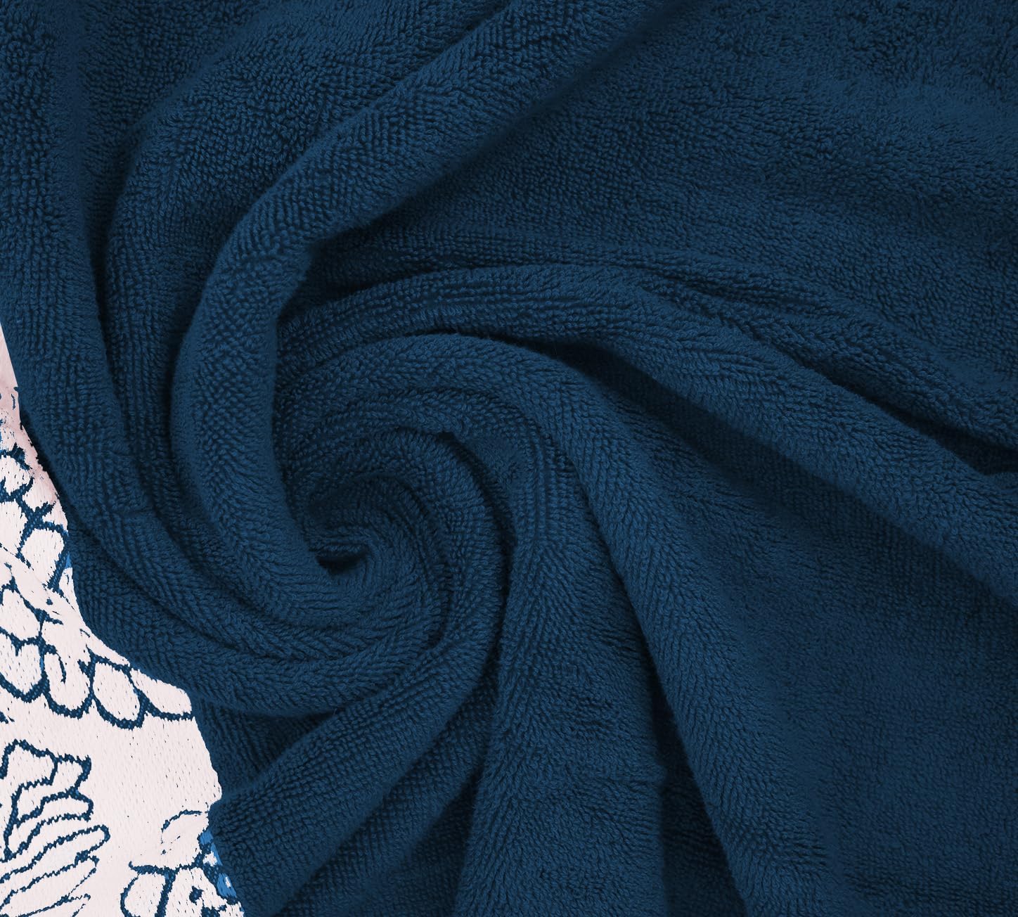 ELITE 6-Piece Jacquard Bath Towel Set – 100% Cotton 600 GSM Luxury Towels – Soft, Absorbent & Quick Dry – Bath Towels, Hand Towels & Washcloths with Elegant Floral Design, Gift Ready (Navy Blue)