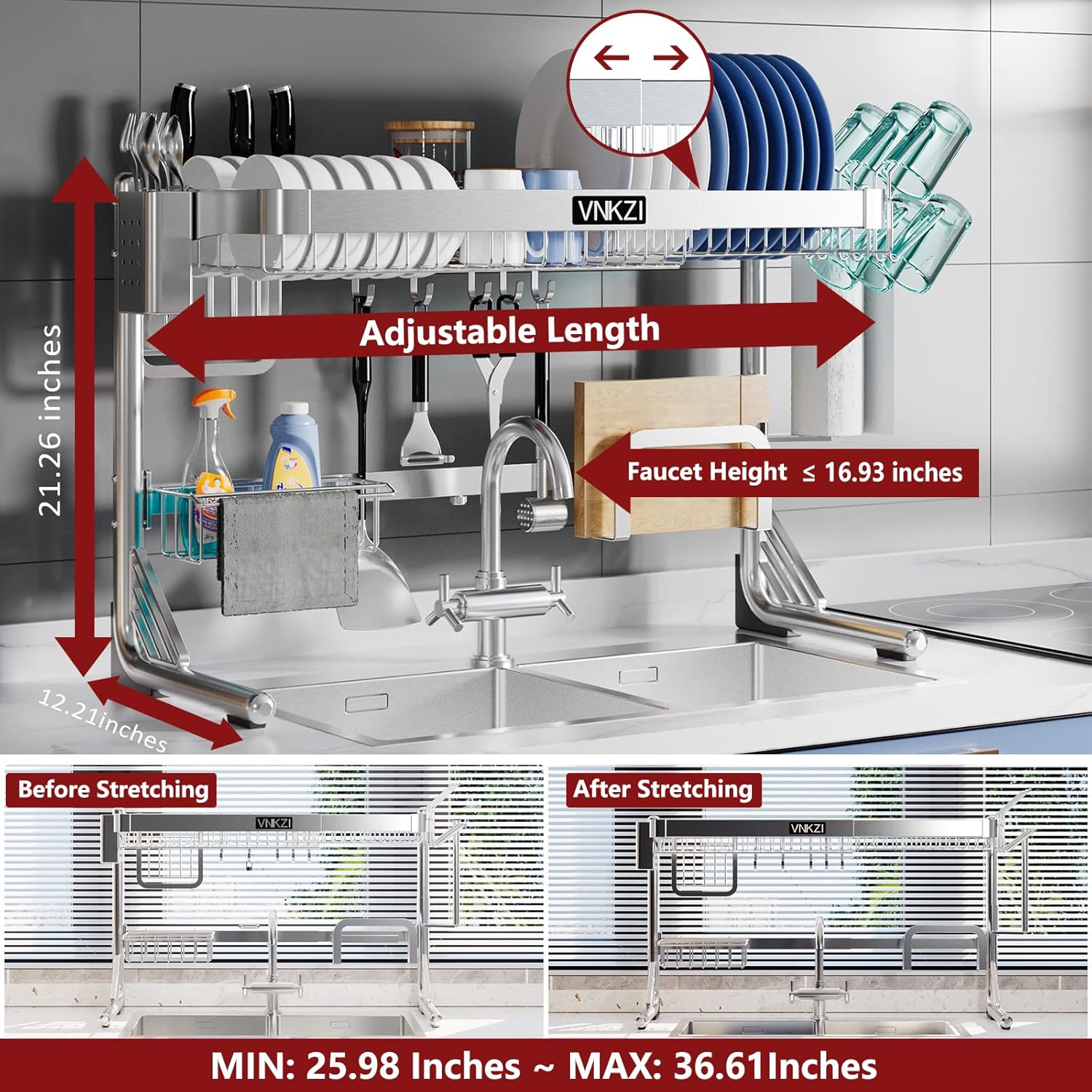 Over-Sink Dish Drainer Rack