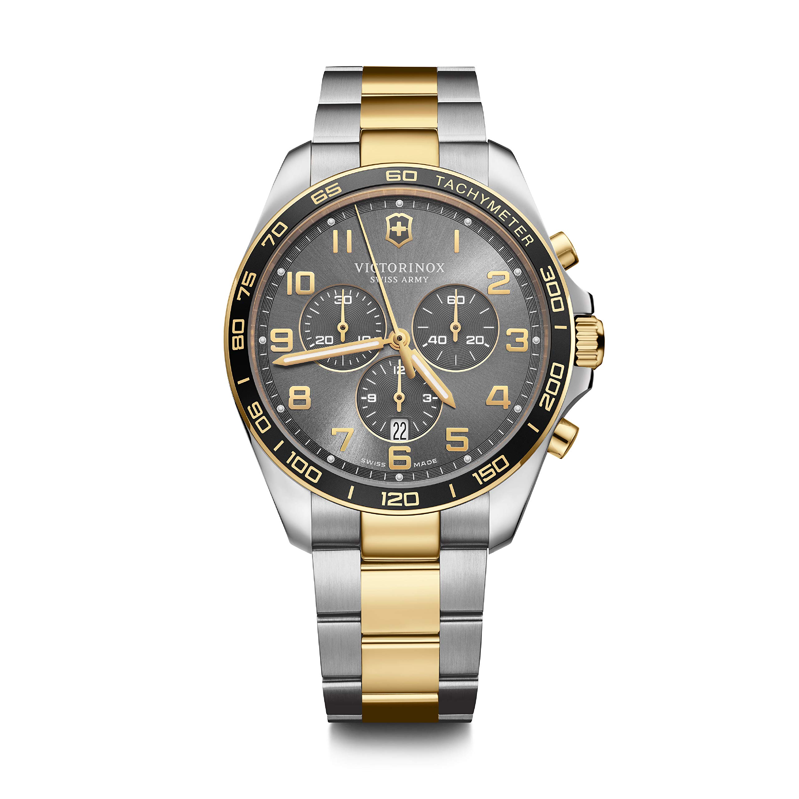 Victorinox Swiss Analog Watch for Men - Dark Grey Dial with Bi Colour Stainless Steel Bracelet, Stylish Wrist Watch for Casual Wear - FieldForce Classic Chrono (42 mm) (B08BPFCTK4) Amazon Price History, Amazon Price Tracker