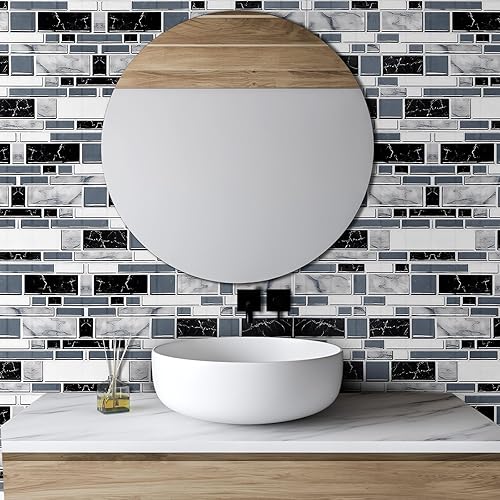 Miniatura 5 de Papel tapiz de 15.7 pulgadas x 82 pies, papel de contacto de grano de madera, papel de contacto de azulejos sintéticos, película de vinilo