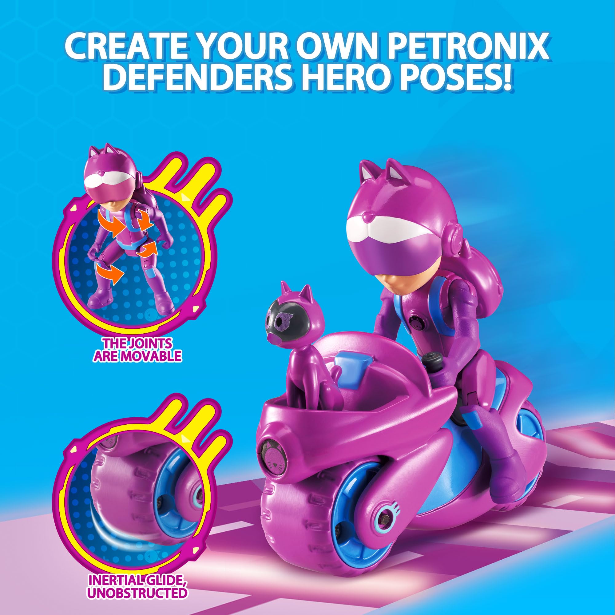 AlphaToys Petronix Defenders EU820020 - figurka Emma & Pet Kitt-10, figurka do zabawy dla dzieci o wielkości ok. 8 cm z towarzyszem zwierząt, w zestawie z telefonem dla zwierząt domowych i plecakiem