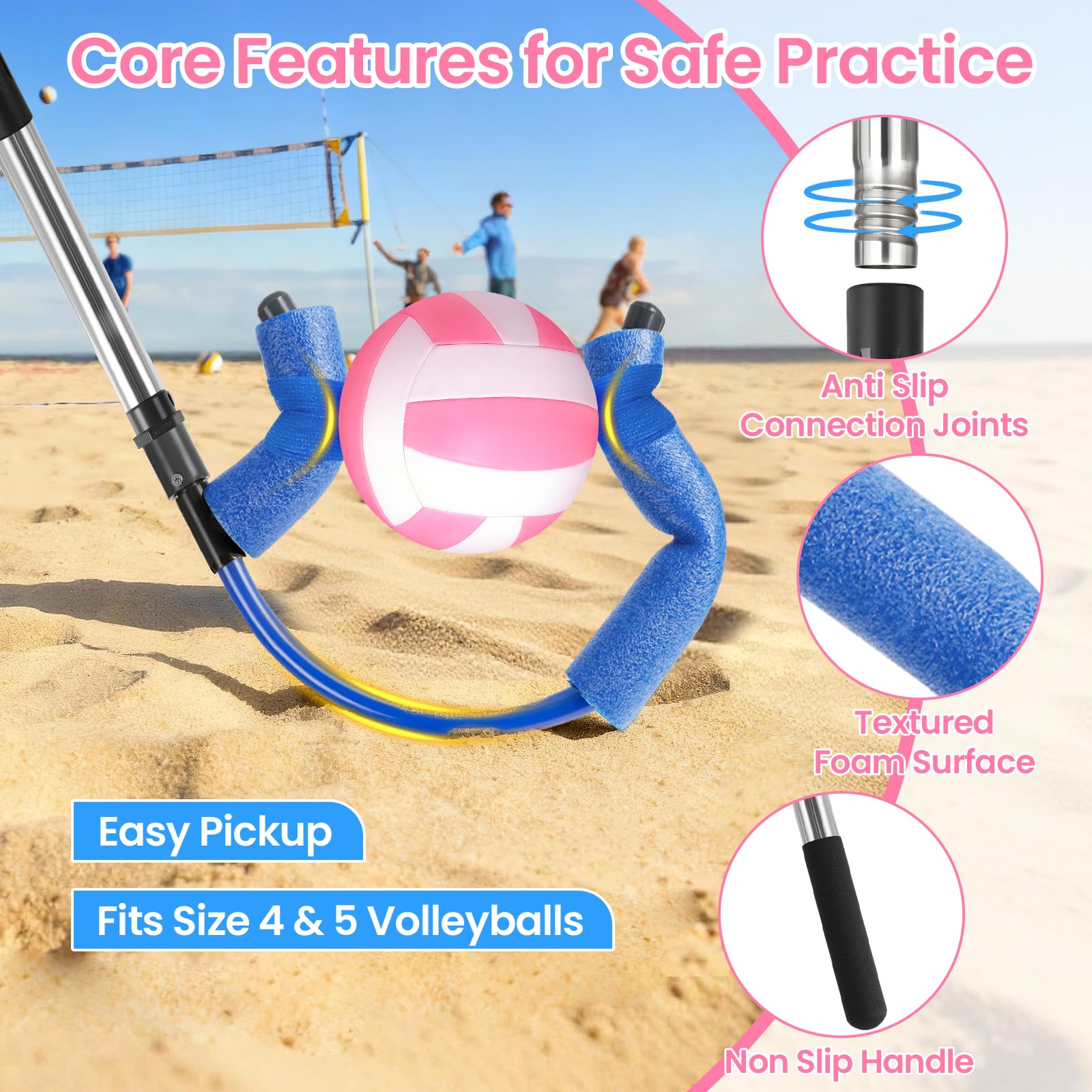 Pallavolo Spike Trainer (palla non inclusa): attrezzatura da allenamento regolabile per pallavolo, con testa in schiuma antiscivolo per allenamento al chiuso e all'aperto, ideale per bambini e ragazzi