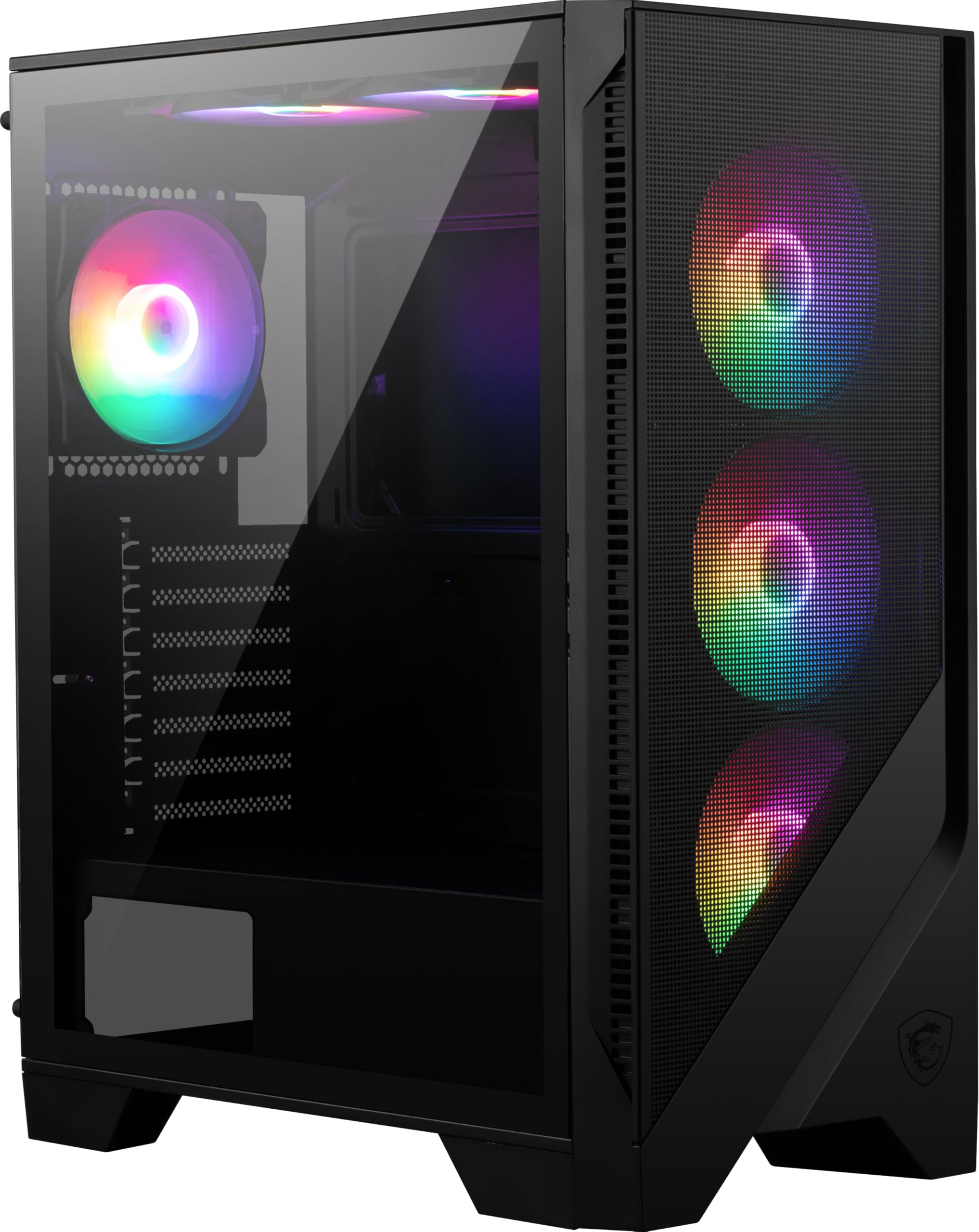 MSI MAG FORGE 120A AIRFLOW Mid-Tower PC Case - ATX Capacity, up to 330mm RTX 40 GPU Support, 6 x 120mm ARGB Fans, Magnetic Dust Filters, Tempered Glass, 1-6 ARGB Control Board, USB 3.2 Gen 1 Type-A — view 3