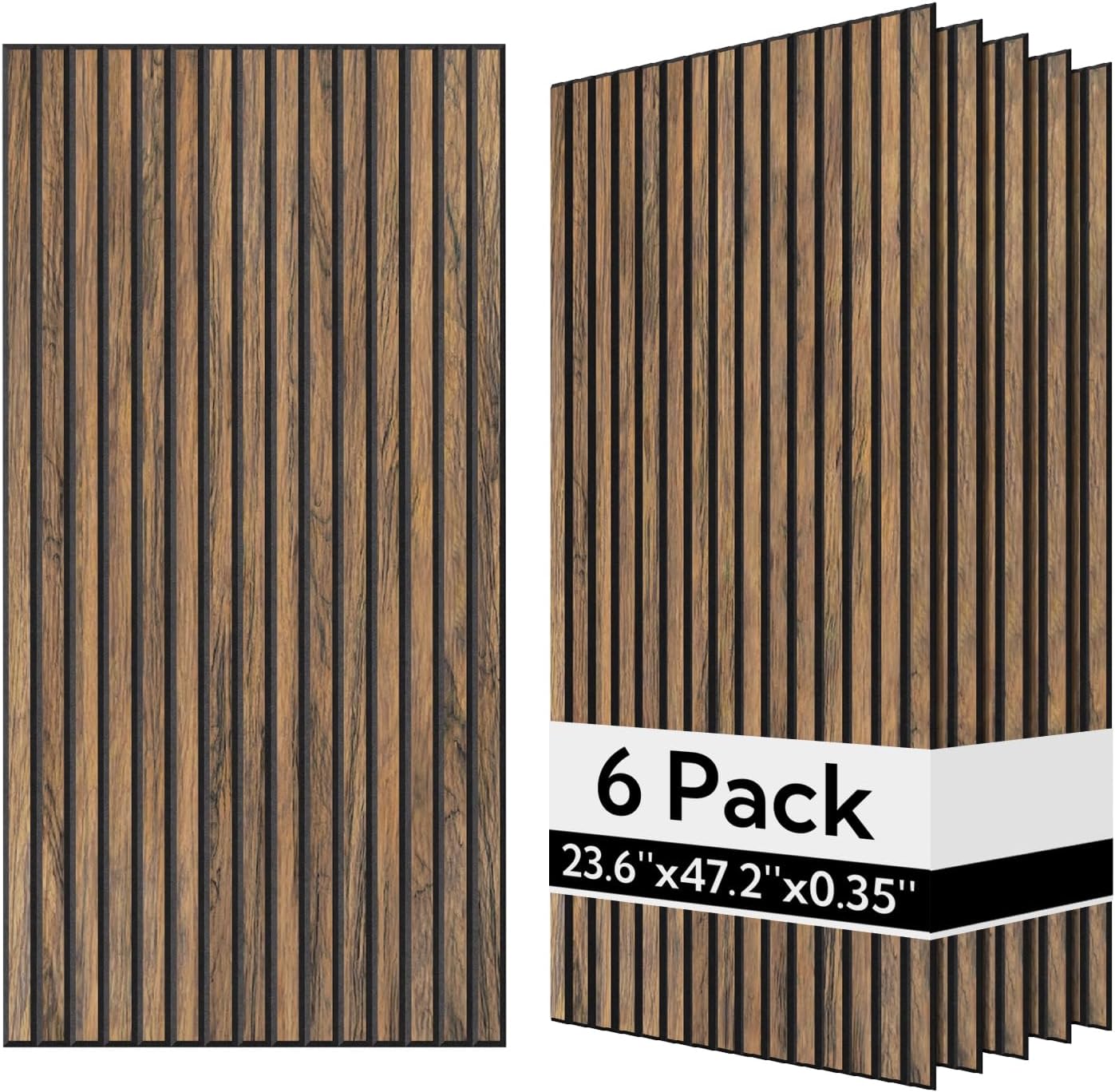 Olanglab Wood Veneer Acoustic Wall Panels 6 Pack, 23.6"×47.2" Sound Absorbing Wall Panels for Interior Wall Decor, Smoked Oak