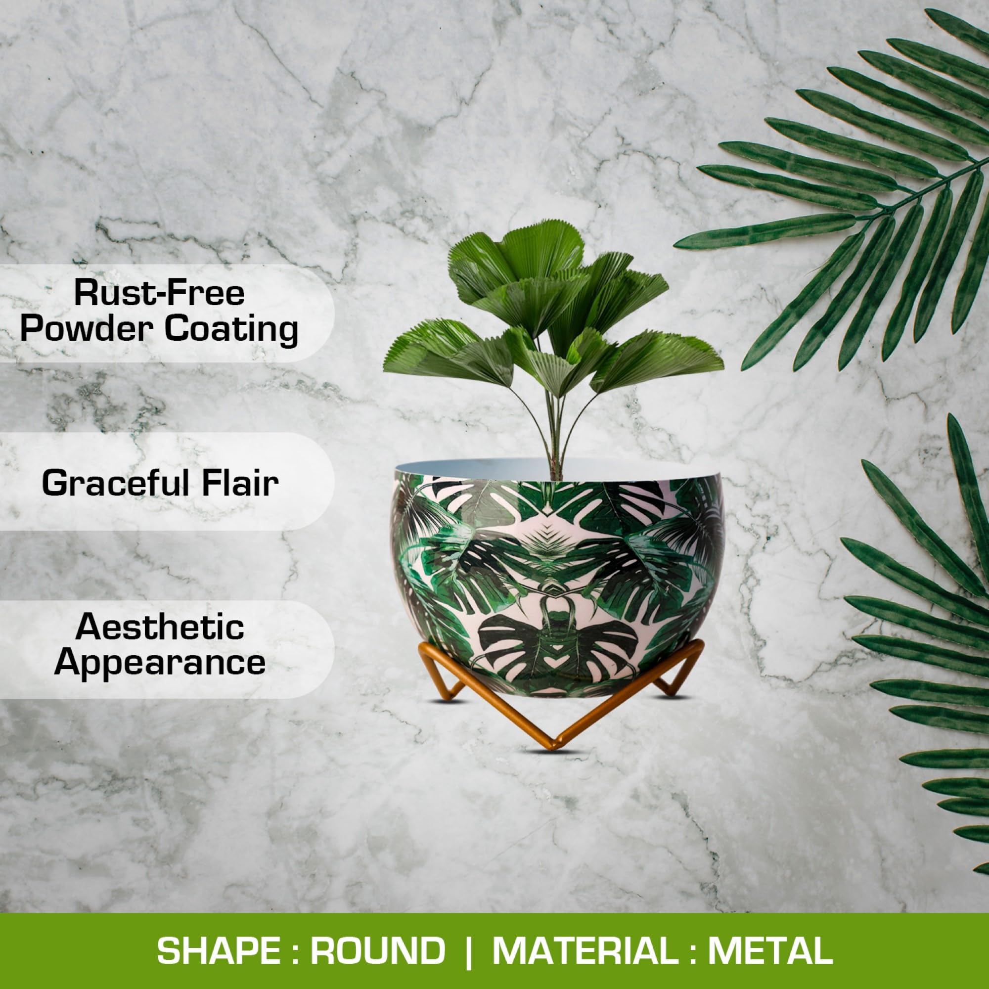 Metal Flower Vase Planter - Elegant Home Décor -3