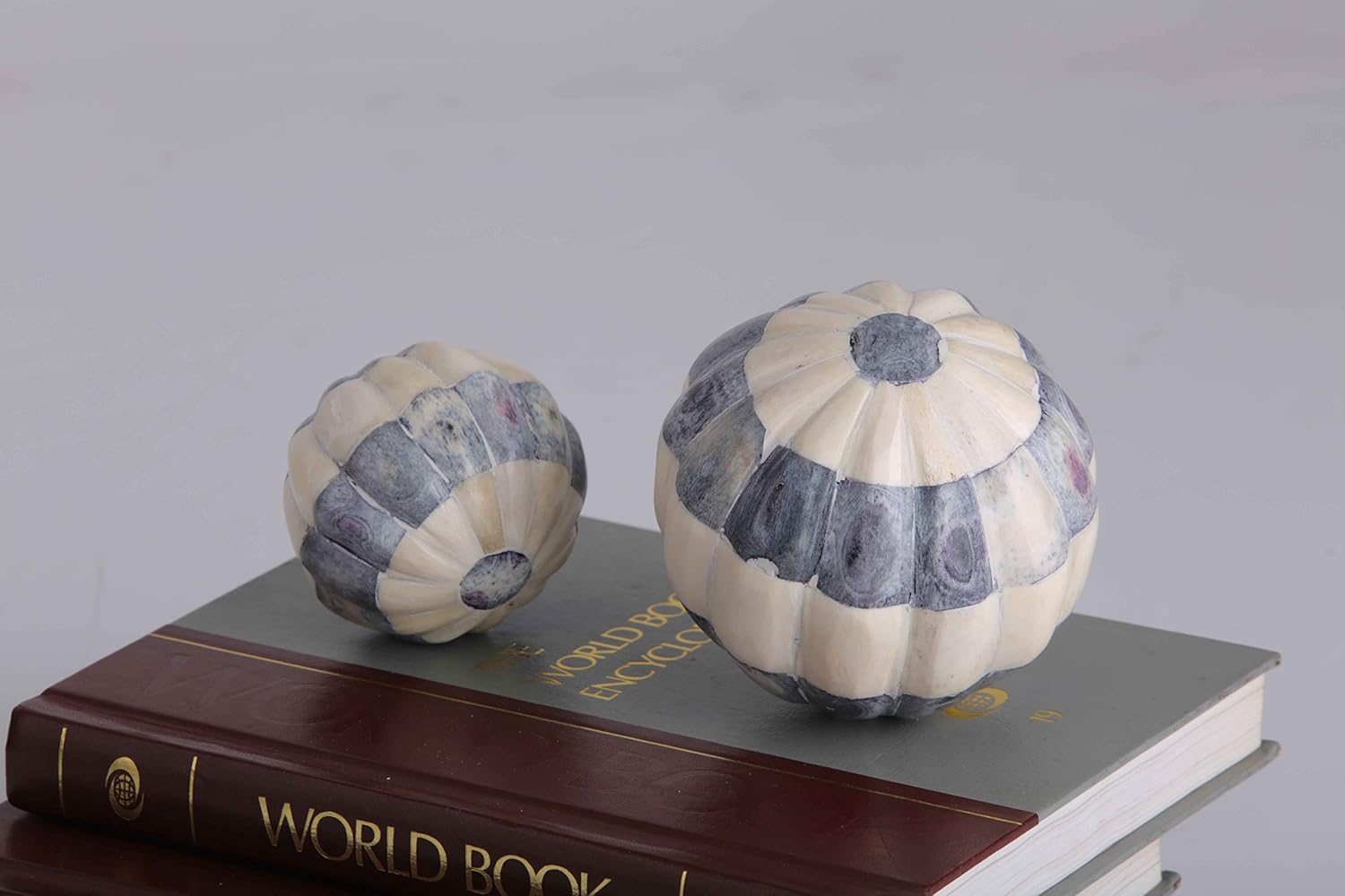 Sammsara Set of 2 Indigo Ivory Decorative Orbs and Spheres