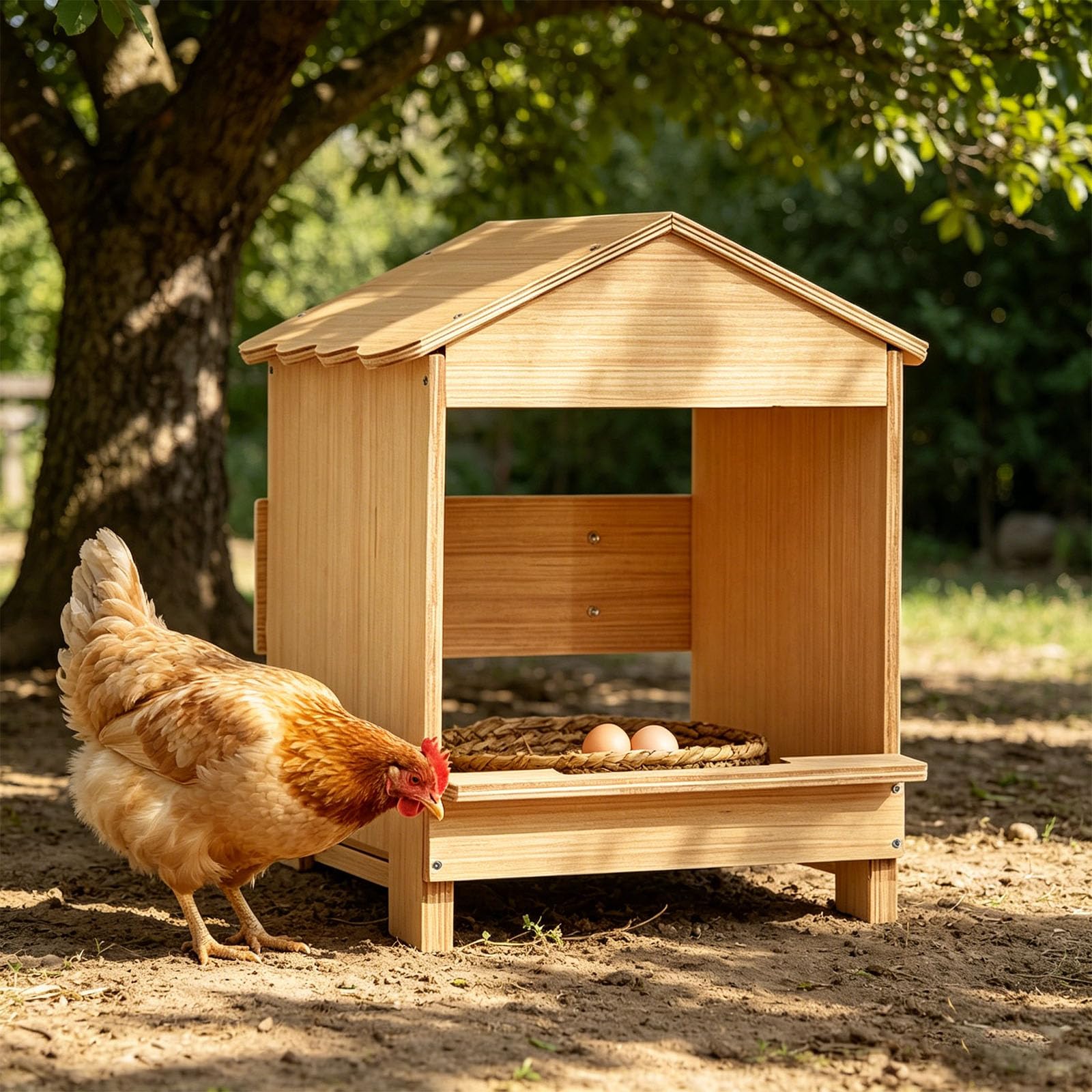 Práctico nido colgante para pájaros con parte superior inclinada y plataforma para espacios limpios y secos, caja de pollos