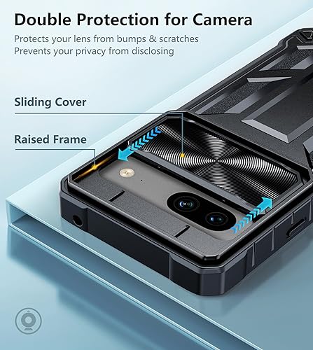 Miniatura 3 de FNTCASE Funda para teléfono Google Pixel-8 protección contra caídas de grado militar con soporte y tobogán Resistente a prueba de golpes con
