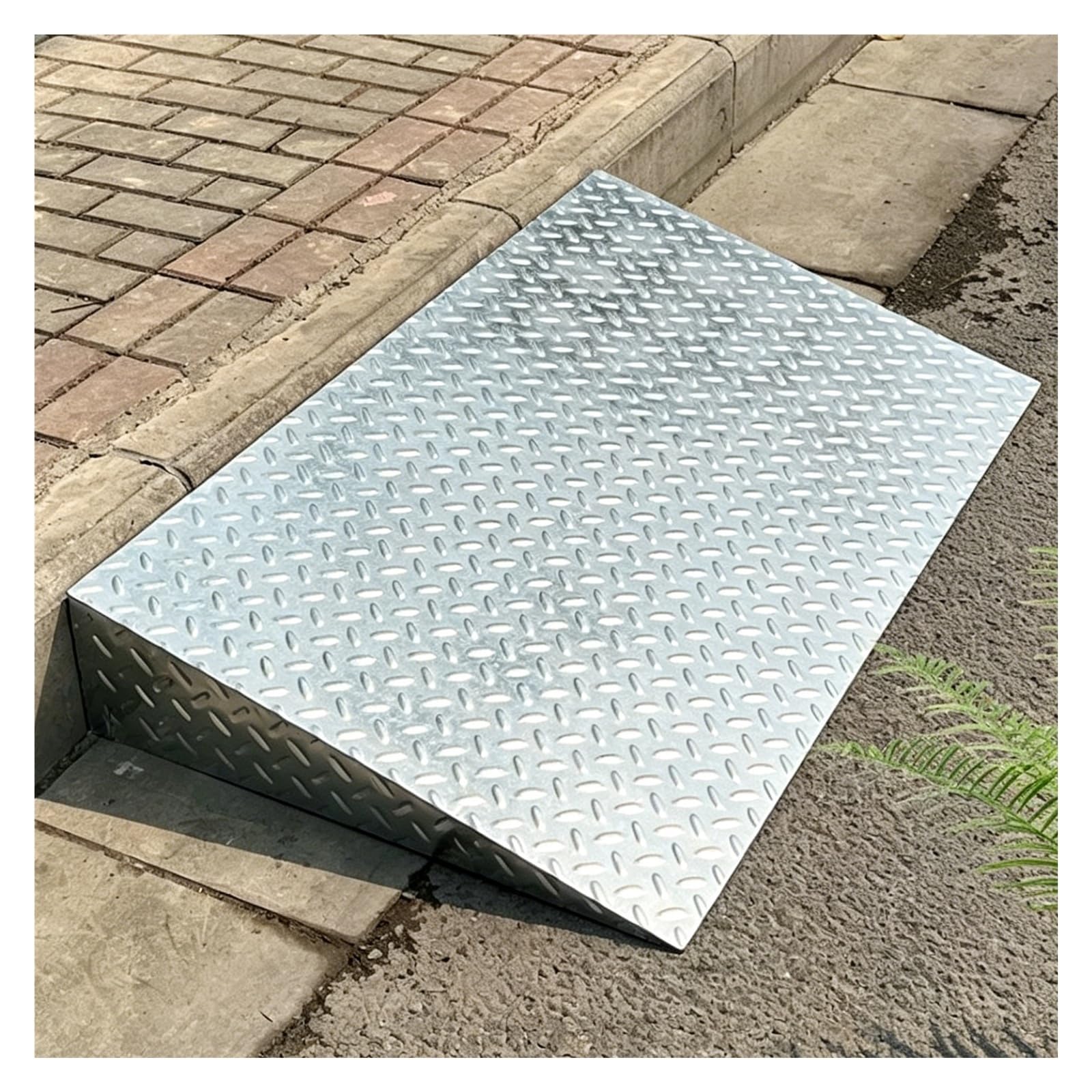 Wheelchair Threshold Ramp, Motorcycle Curb Ramps with A Non-slip Texture, Stainless Steel Loading Ramp for ATV(20x12x4in)