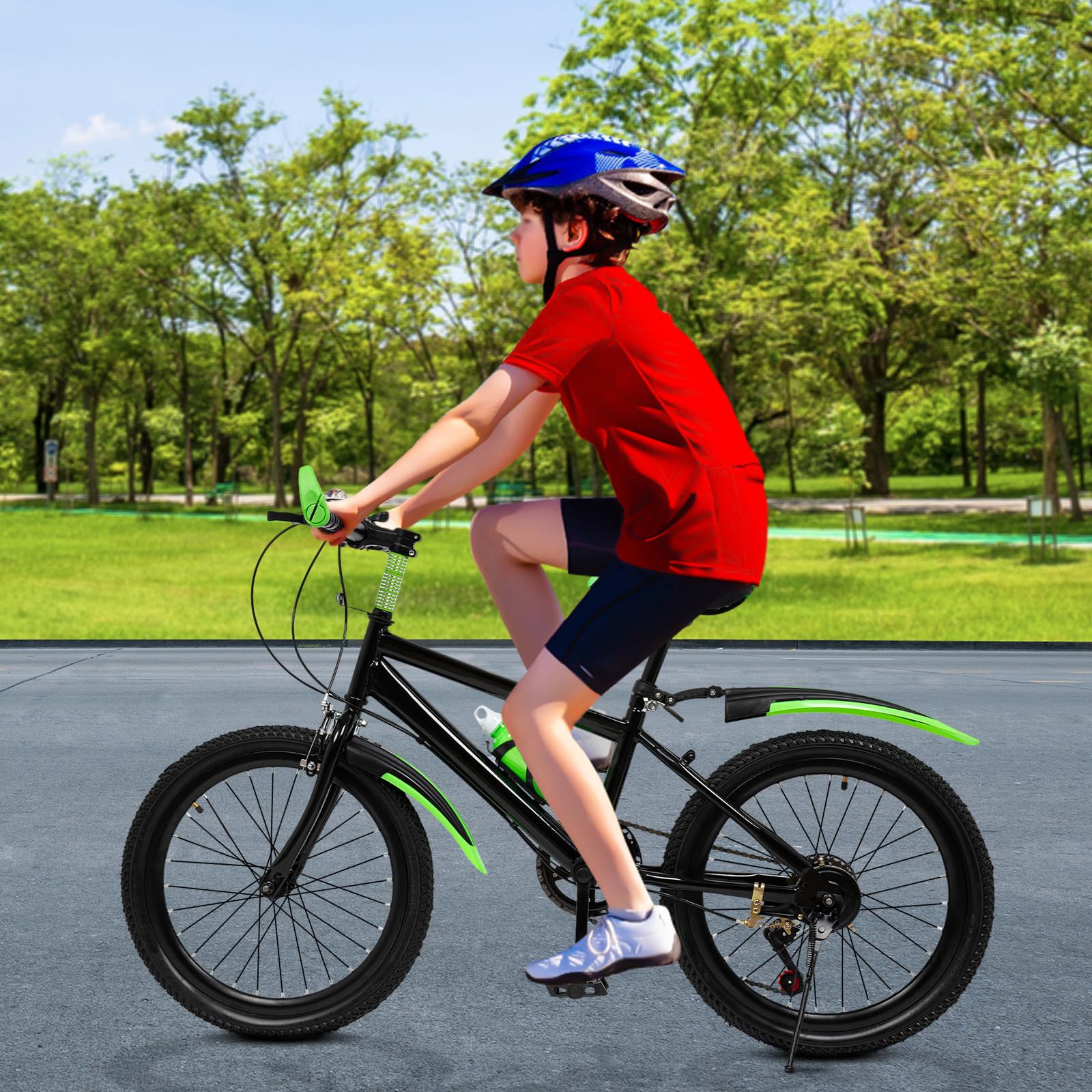 Bicicleta de montaña de 20 pulgadas, bicicleta al aire libre resistente al desgaste ruedas bicicleta es de 75 kg,con portavasos engranaje brújula timbre bicicleta deportiva para adultos