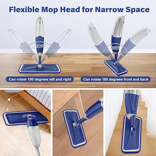 Miniatura 7 de Trapeador de microfibra para limpieza de pisos mopas de piso de madera dura en seco y húmedo con 3 almohadillas lavables para Swiffer Powermop -