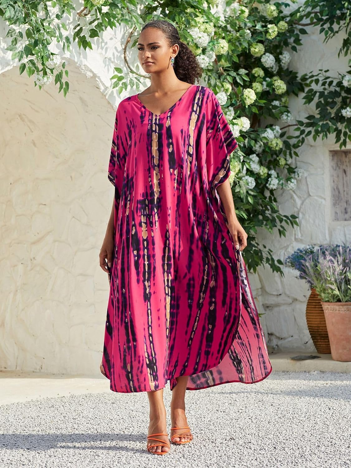 Kaftan for Women Plus Size Bathing Suit Cover up Batwing Dress Loose fit Moroccan Caftan mumu Dresses for Women - Image 5