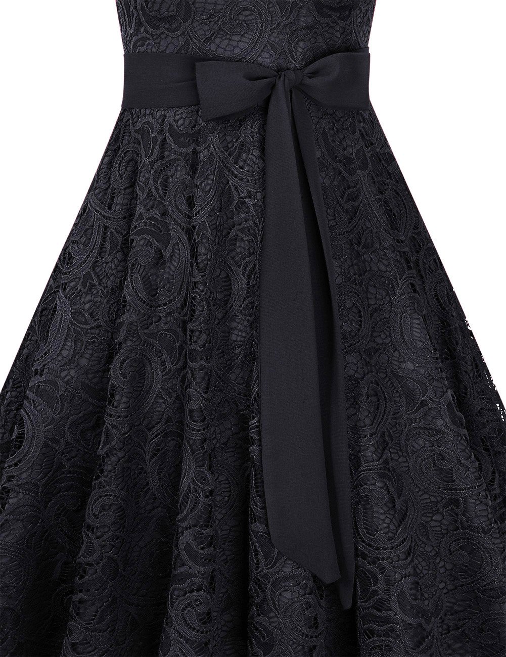 YesFashion Elegante abito da donna in pizzo, con scollo a V, abito da cocktail, per matrimonio, lunghezza al ginocchio
