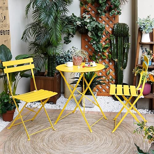 Miniatura 10 de Grand patio Juego de bistró plegable de metal de 3 piezas, 2 sillas y 1 mesa, resistente a la intemperie, juego de conversación al aire libre e
