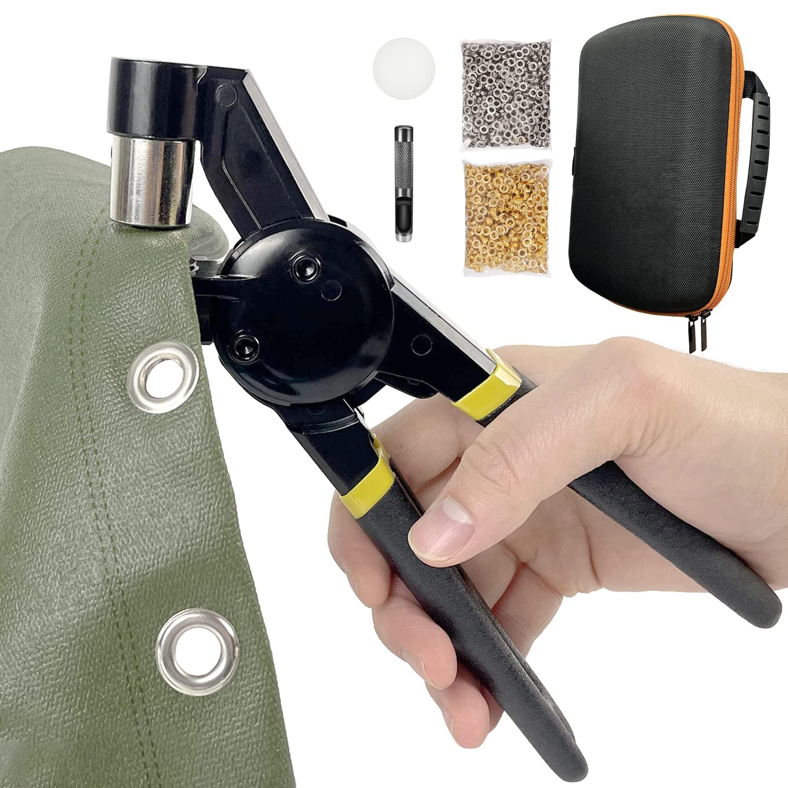 Set Di Occhielli, 100 Set Di Occhielli, Occhielli Da 12 Mm Kit Di Riparazione Per Teloni Con 3 Strumenti Per Occhielli Set Di Occhielli Per Teloni Tessuto Tende Oro 83937313 - Foto 10