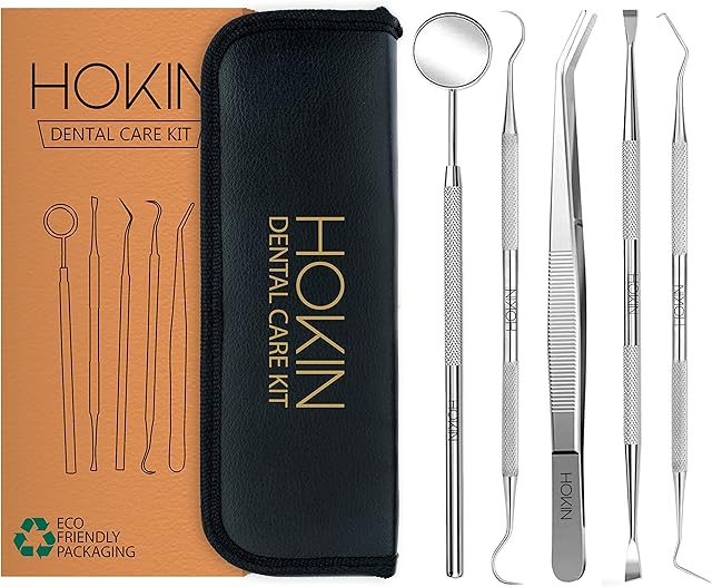HOKIN Plaque Remover Dental Care Kit Teeth Cleaning Tool Dental Care Kit Tooth Filling Repair Set Stainless Steel Dental Tools for Men Women Kids and Pet Care (5)
