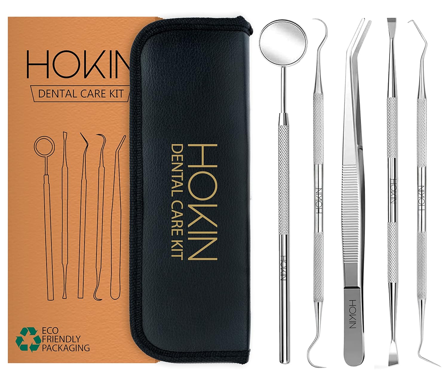 Dental Tools by HOKIN Plaque Remover Teeth Cleaning Tool Dental Care Kit Tooth Filling Repair Set Stainless Steel