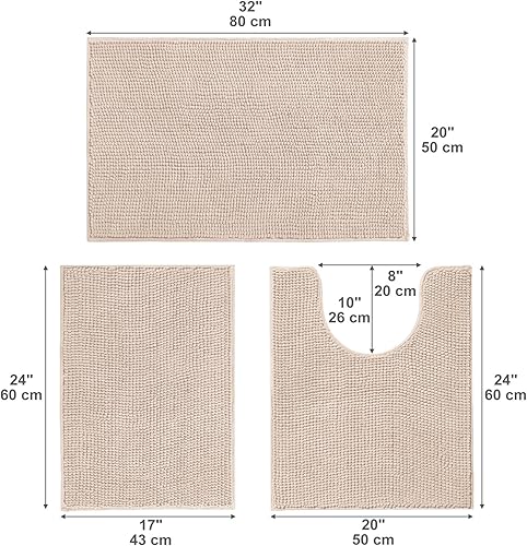 Miniatura 74 de Urvoix Juego de 3 alfombras de baño de felpilla antideslizante, ultra suave y súper absorbente, para baño, inodoro y bañera (verde azulado) Verde